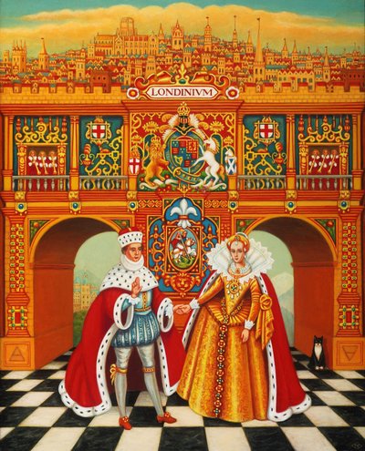 Talvikuningas ja kuningatar, 2010 (öljyt ja tempera paneelissa) tekijältä Frances Broomfield