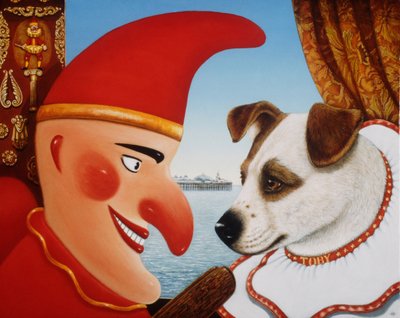 Toby ja Punch, 1994 (öljyt ja tempera paneelissa) tekijältä Frances Broomfield