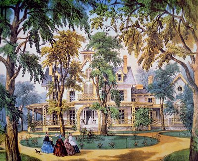Istutusmiestalo, n. 1858 (väri litho) tekijältä Frances Flora Bond (c.1812 76) Palmer