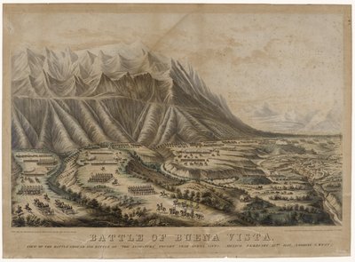 Buena Vistan taistelu, 1847 (kromolitografia kudospaperilla) tekijältä Frances Flora Bond Palmer
