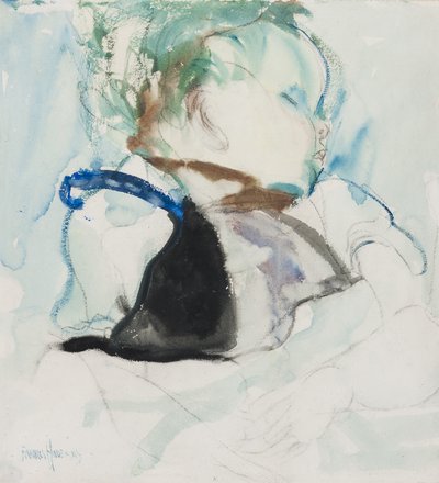 Sleeping Baby, n. 1905 (muste ja akvarelli paperille) tekijältä Frances Hodgkins