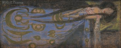 Nukkuva prinsessa, noin 1896 (pastelli, akvarelli, paperi) tekijältä Frances Macdonald