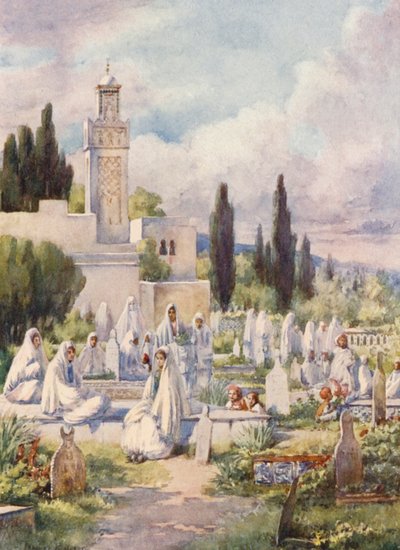Perjantai hautausmaalla, Alger (värilitografia) tekijältä Frances Nesbitt