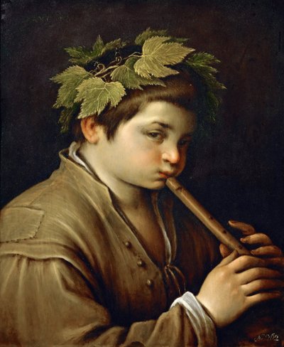 Garcon jouant de la flute - Huilua soittava poika - Francesco Bassano, nuorempi (1549-1592). Öljy kuparille, noin 1580-1585. Mitat: 54,6 x 44 cm. Taidehistoriallinen museo, Vienne tekijältä Francesco Bassano