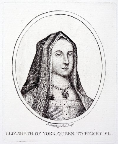Elizabeth of York, kuningas Henrik VII:n kuningatar puoliso (kaiverrus) tekijältä Francesco (after) Bartolozzi