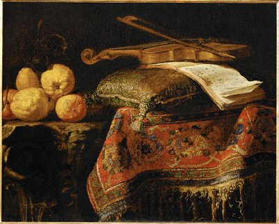 Nature Morte: cedrats et violon - Still-life: sitruunat ja viulu ... tekijältä Francesco (b.1640) Fieravino
