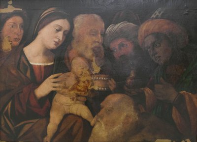 Maagisten palvominen, luultavasti Francesco Rizzo da Santacrocen tekemä. tekijältä Francesco (fl.1508 45) Rizzi da Santacroce