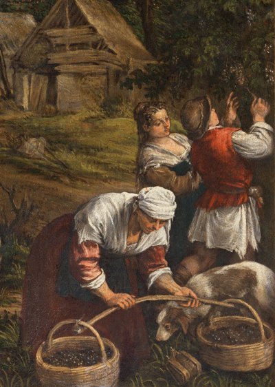 Sadonkorjuu, (Mooses saa kymmenen käskyä), (yksityiskohta 65689), 1576 tekijältä Francesco Bassano