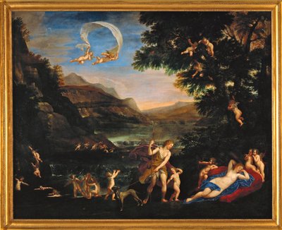 Adonis conduit pres de Venus par les Amours - rakkaudenjumalat johdattavat Adoniksen kohti Venusta ... tekijältä Francesco Albani