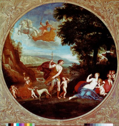 Francesco Albanin (1578-1660) Venus ja Adonis -maalaus sanoi albanialaisen 1600-luvun Rooman Galleria Borghese tekijältä Francesco Albani