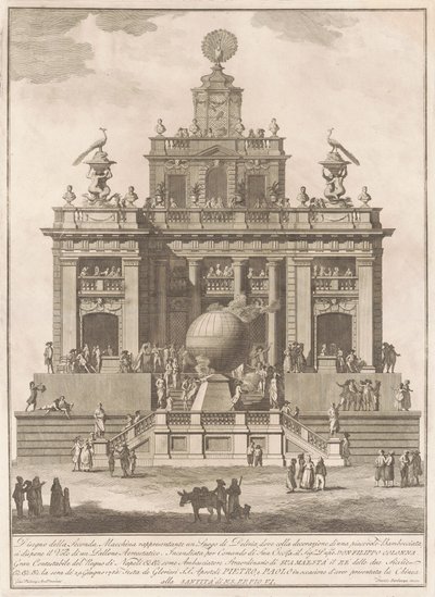 The Seconda Macchina for the Chinea 1785: Pleasure Palace with the Air Balloon, 1785. tekijältä Francesco Barbazza