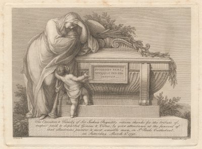 Sir Joshua Reynoldsin hautajaiskortti tekijältä Francesco Bartolozzi
