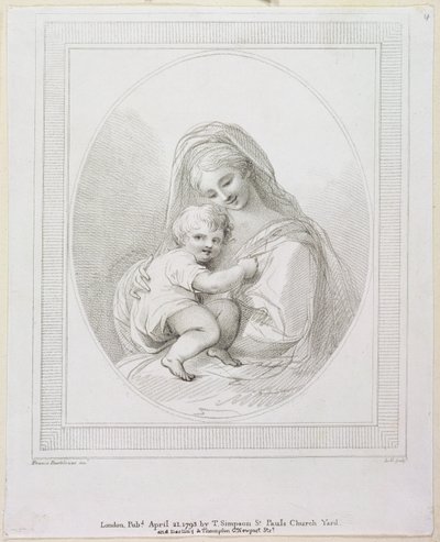 Neitsyt ja lapsi, kaiverrus Luigi Schiavonetti (1765-1810) 1793 (kaiverrus) tekijältä Francesco Bartolozzi
