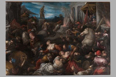 Sabiinien raiskaus, n. 1580-1582 tekijältä Francesco Bassano