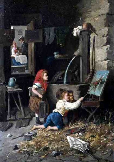 Pahatakoa studiossa (öljy kankaalle) tekijältä Francesco Bergamini