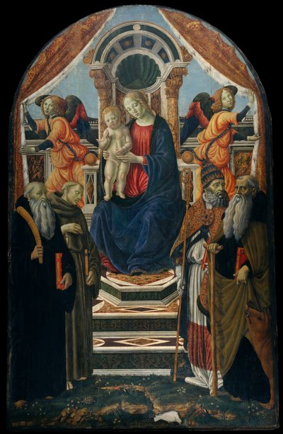 Madonna ja lapsi valtaistuimella pyhien ja enkelien kanssa. tekijältä Francesco Botticini