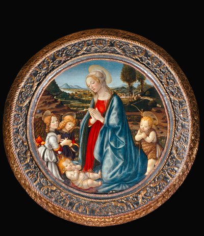 Madonna lapsen kanssa, jota ympäröivät Johannes Kastaja ja kaksi enkeliä ... tekijältä Francesco Botticini
