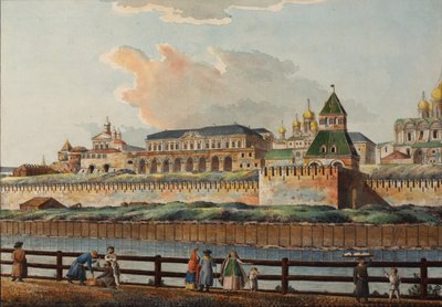 Näkymä Kremlin talvipalatsille Moskvajoelta, 1780-luku tekijältä Francesco Camporesi