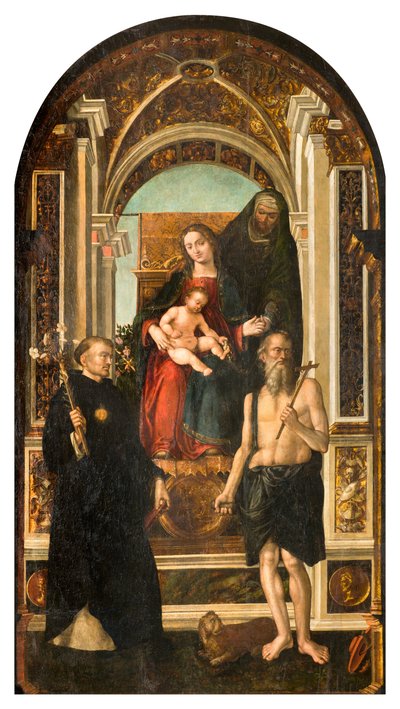 North Transept, Pyhän Nikolauksen alttari, Madonna Enthroned ja Child Saint Anna Pyhät Nikolaus Tolentino ja Jerome, Francesco Casella 1510 tekijältä Francesco Casella