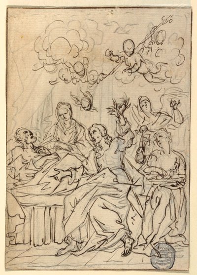 Piirros, Pyhän Joosefin kuolema, 1880 tekijältä Francesco Coghetti
