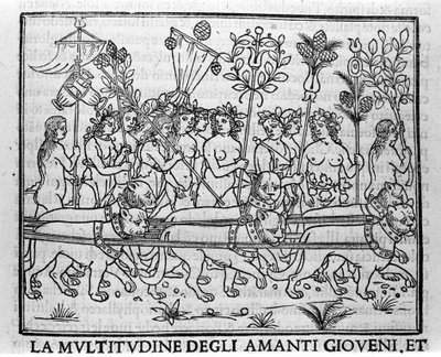 Dominikaanimunkki Francesco Colonnan kaiverrus teokseen "Hypnerotomachia Polyphili" (Polifilan uni), Venetsia. tekijältä Francesco Colonna