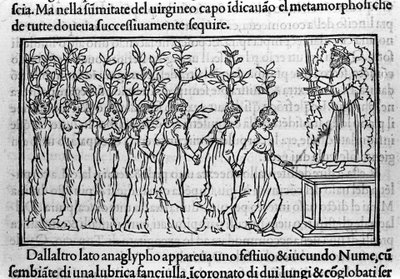 Kaiverrus "Hypnerotomachia Polyphili" (Poliphilan unelma) dominikaanisen munkin Francesco Colonna, Venetsia tekijältä Francesco Colonna