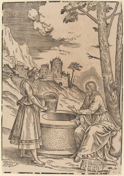 Kristus ja Samarian nainen tekijältä Francesco Denanto after Girolamo Pennacchi
