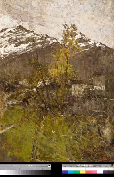 Ensimmäinen lumi, maisema Francesco Filippinin (1853-1895) maalaus 1889 Yksityiskokoelma tekijältä Francesco Filippini