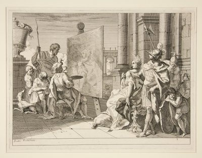 Apelles maalasi Campaspe, Aleksanteri Suuren rakastajatar, yksi kahdeksan vedoksen sarjasta (Varii Baccanali et istorie tekijältä Francesco Fontebasso