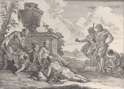 Satyr with Club and Seven Figures, Bacchanals and Histories, 1744. tekijältä Francesco Fontebasso