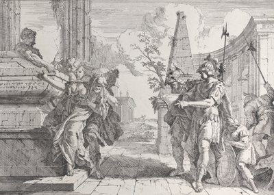 Polyxenan uhri, julkaisusta Bacchanals and Histories, 1744, 1744. tekijältä Francesco Fontebasso