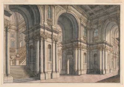 Piirustus, näyttämösuunnittelu: 1700-1750 tekijältä Francesco Galli Bibiena