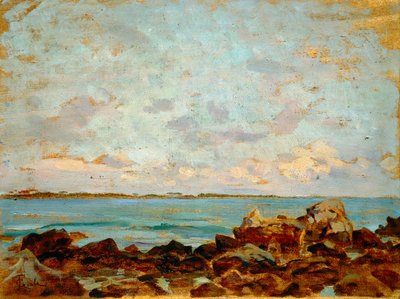 Francesco Giolin (1846-1922) Castiglioncello, öljy levylle, 27x36 cm tekijältä Francesco Gioli