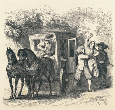Lucyn sieppaus, jakso Kihlatuista, Alessandro Manzoni (1785-1873), kuvitus Francesco Goninin (1808-1889) vuodelle 1840 tekijältä Francesco Gonin