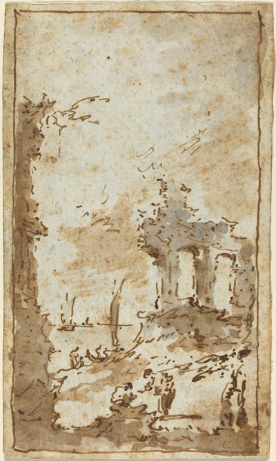 Raunioiden Capriccio laguunin rannalla tekijältä Francesco Guardi