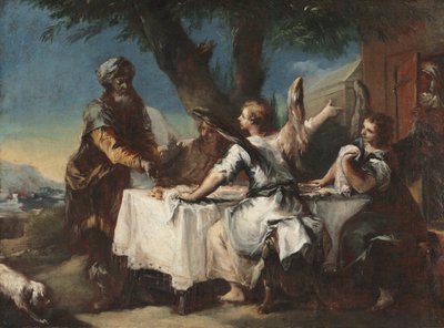 Abraham toivottaa tervetulleeksi kolme enkeliä, 1750-luku. tekijältä Francesco Guardi