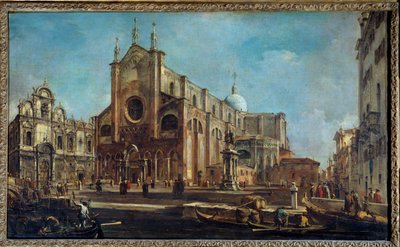 Giovanni ja Paolo -kirkon Campo Scuola di San Marcon kanssa Venetsiassa noin 1766-1770. Francesco Guardin maalaus tekijältä Francesco Guardi