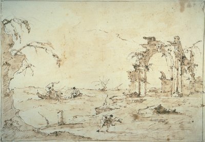 Capriccio ja squall laguunilla tekijältä Francesco Guardi