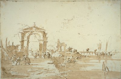 Portti lähellä laskeutumissiltaa tekijältä Francesco Guardi