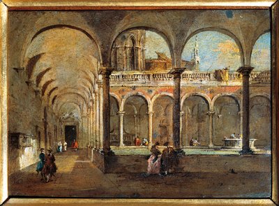 Italia, Venetsia, Veljien luostari (maalaus) tekijältä Francesco Guardi