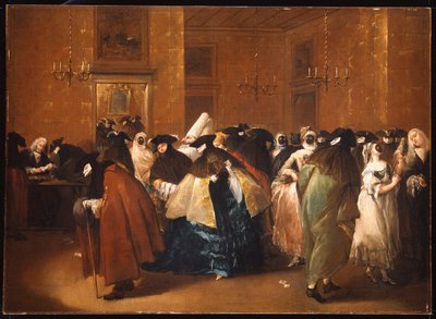 Naiset ja herrat karnevaaliasuissa Ridottossa, Venetsiassa tekijältä Francesco Guardi