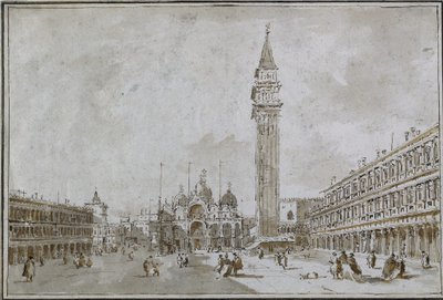 Piazza San Marco, Venetsia, 1780-luku. tekijältä Francesco Guardi