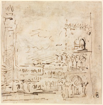 Piazza San Marco ja Dogesien palatsi tekijältä Francesco Guardi
