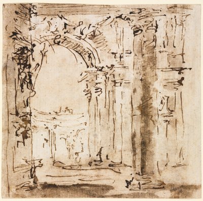 Luonnos Villa Pisanin labyrintista tekijältä Francesco Guardi