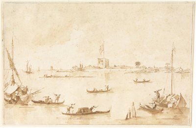San Andrean linnoitus laguunista tekijältä Francesco Guardi