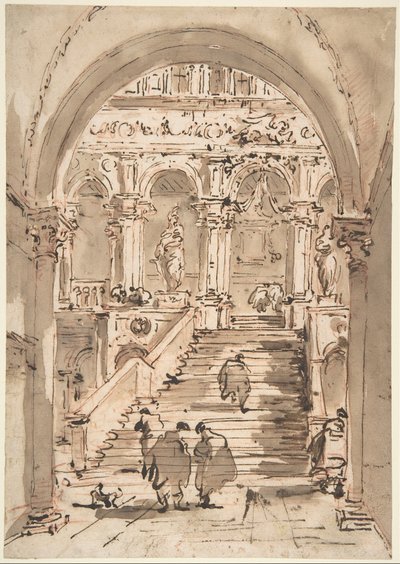 Jättiläisten portaikko, Dogen palatsi, Venetsia tekijältä Francesco Guardi