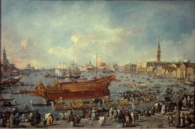 Bucentaurin lähtö Venetsian Lidoon helatorstai-seremoniaan (öljy kankaalle tekijältä Francesco Guardi
