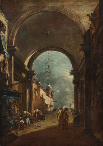 Näkymä portin läpi tekijältä Francesco Guardi