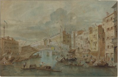 Näkymä Rialton sillalle, Venetsia tekijältä Francesco Guardi