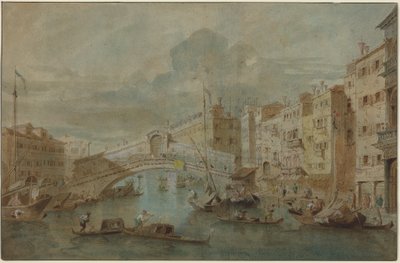 Näkymä Rialton sillalle, Venetsia tekijältä Francesco Guardi
